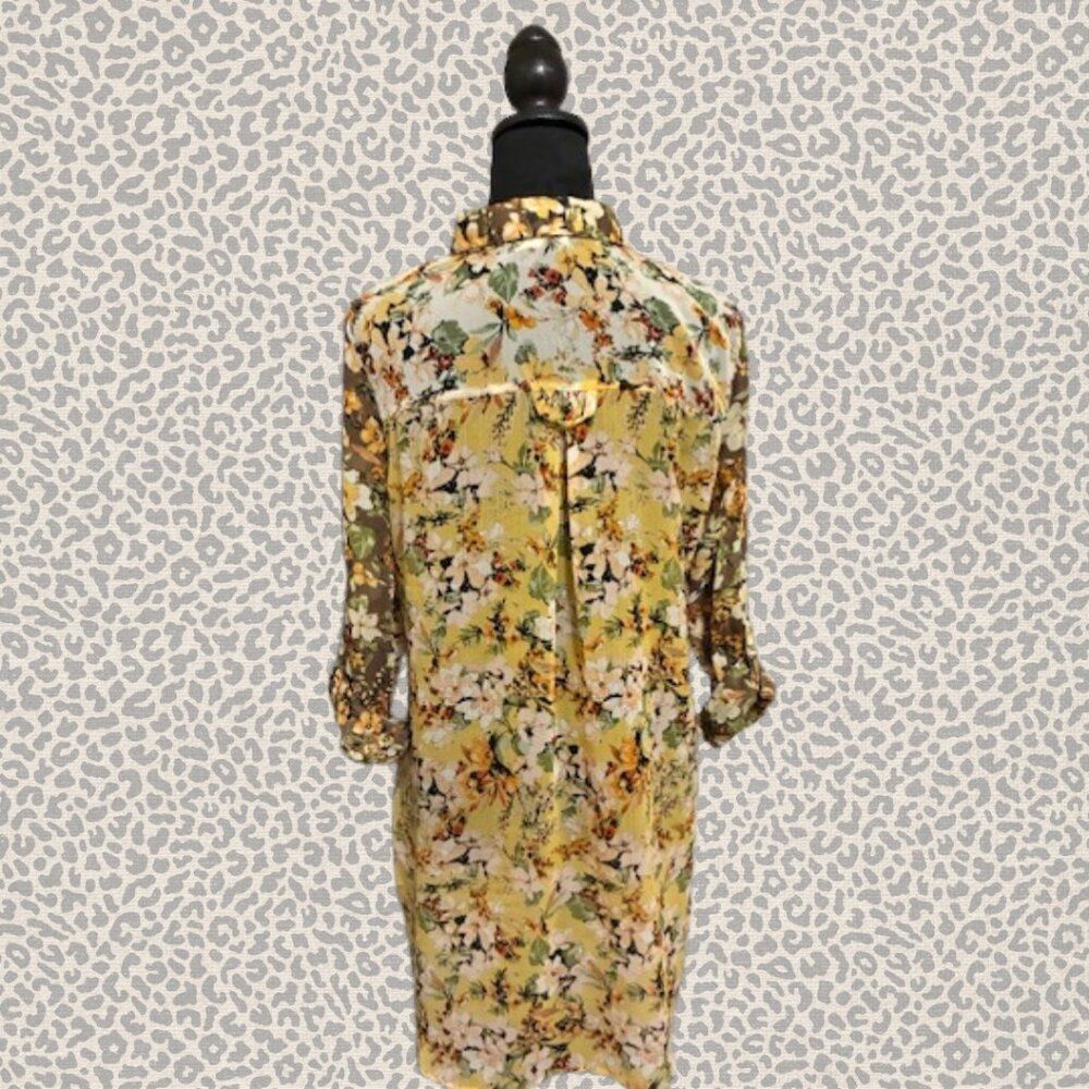 Women's Blouse Long Sleeve Sheer Floral Size Medium - Picture 2 of 12